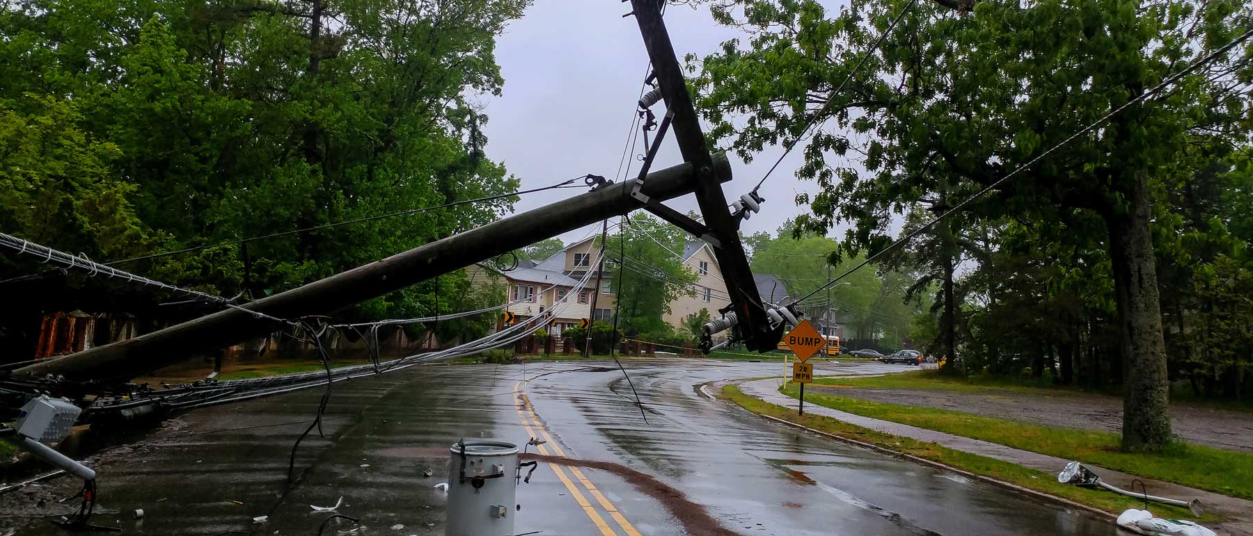 Restored utility infrastructure supporting reliable electric service after storm recovery